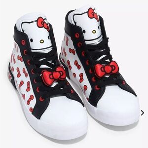NWT!! Hello Kitty Black and White Sneakers with Red Accents size 8